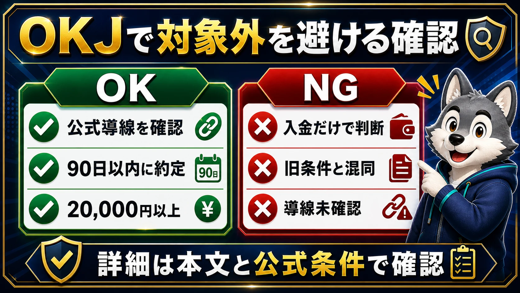 OKJ友達紹介で対象外を避けるためのOK例とNG例を比較した注意図